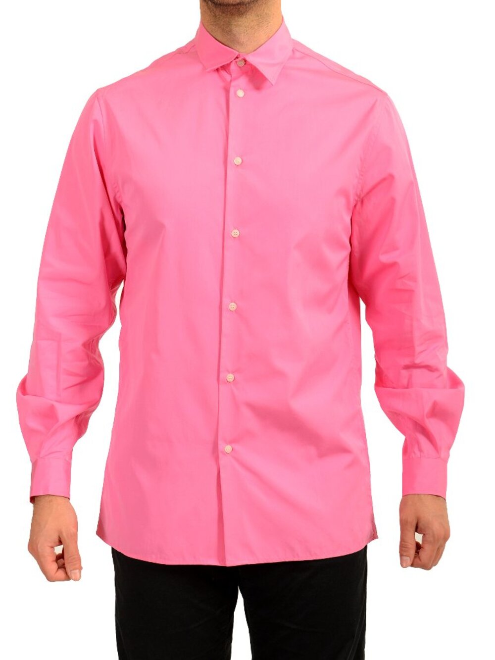 Scuderia Ferrari Fluid Pink Pure Cotton Stretch Italian Collar Shirt US S IT 48